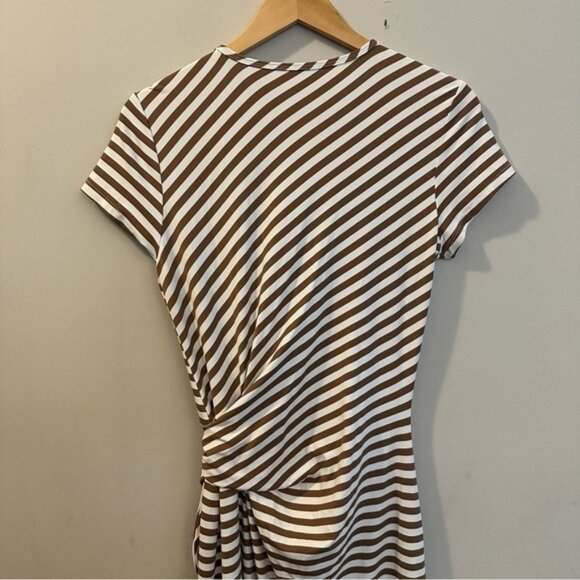 J.McLaughlin Elora Dress Brown White Stripes Catalina Cloth Sz M Coastal Prep - Picture 7 of 12